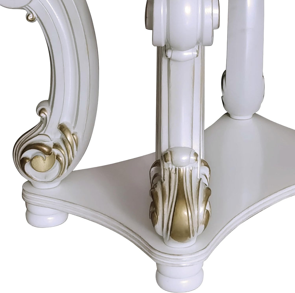 Antique Pearl End Table with Bottom Shelf