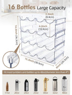 Water Bottle Organizer - 4 Pack Clear Stackable Bottle Storage Rack and Wine Rack for Stanley Yeti Bottle and Other Tumbler Organizer for Kitchen Cabinets, 4 Tier Hold 16