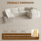 130" Oversized Boneless Cloud Couch, Modular Sectional Couches for Living Room, U Shaped with Deep Seats, No Assembly Required, 6 Seater Washable Fabric Sleeper Sofa, White