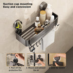 VOLPONE Corner Shower Caddy Suction Cup Shower Shelf Corner No Drilling Bathroom Shower Organizer Storage Rack Adhesive with Towel Bar Hooks(2-Pack, Gray)