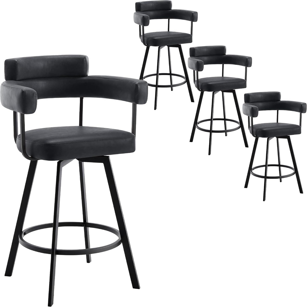 Swivel Counter Height Stools Set of 2, 26‘’ Kitchen Bar Stools with Arm Rest,...