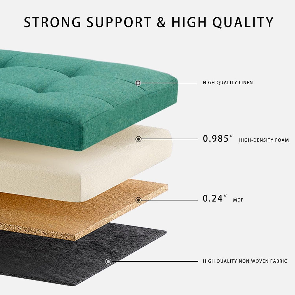 HAUSFRAU Ottoman with Storage Bench Folding Foot Rest Stool Linen Black | 31....