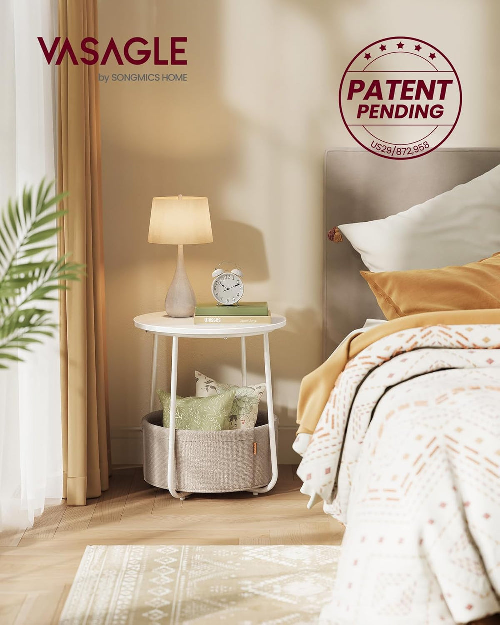 VASAGLE LILEA Collection - Small Round Side End Table, Modern Nightstand with...
