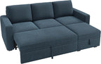 HONBAY Modular Sectional Sleeper Sofa with Pull Out Bed, L Shaped Sofa with Storage, Modular Sectional Couches for Living Room, Blue