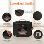 Lifewit Round Cowboy Hat Box for 7 Caps, Large Felt Hat Organizer Bag for Men & Women Storage, Baseball Cap Container with Dustproof Lid for Travel, Foldable 16.5" D x 10.6" H Carrier, Black