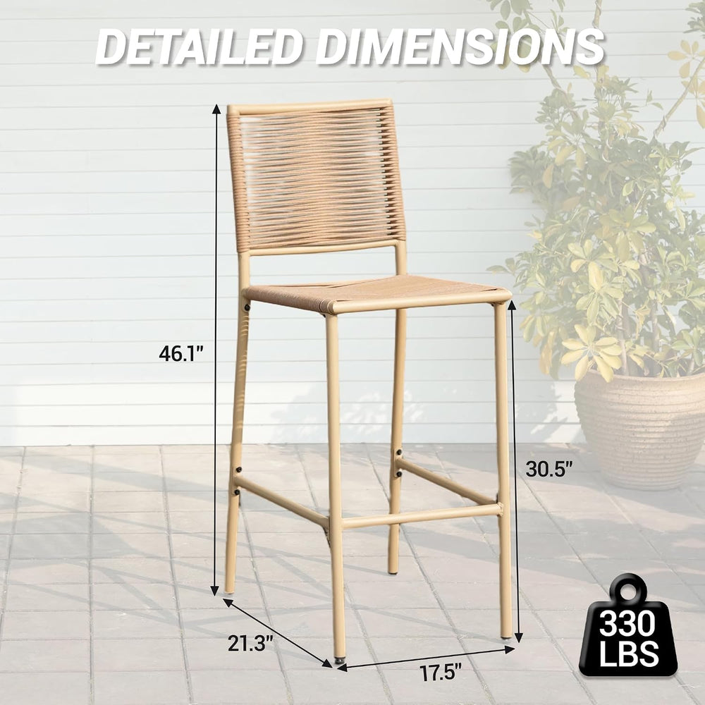 Outdoor Counter Bar Stools Set of 4, 30" Height Patio Rattan Stools, All...