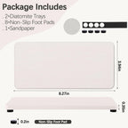 2 Pcs Water Absorbing Stone Trays, Kitchen/Bathroom Sink Soap Dish, Diatomite Tray Used for Hand Soap & Cosmetic Bottles in The Modern Home, 4" W x 8.3" L, White