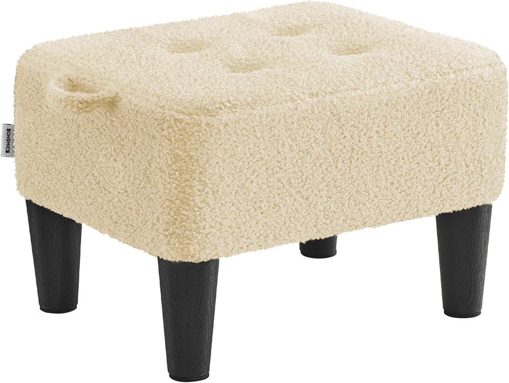 SONGMICS Foot Stool, Small Teddy Fleece Footstool Ottoman with Thick Cushion ...