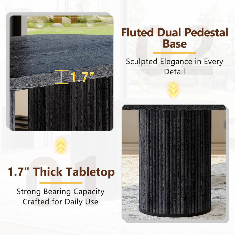 79" Black Dining Table Set for 10,Large Dining Room Table Set for 10 wit...