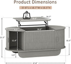 Fluted TV Stand and Coffee Table Set of 2, 86.6'' TV Console for 55-85 Inch, Modern Entertainment Center with Large Storage Cabinet, Lift Top Coffee Table for Living Room, Bedroom, Grey