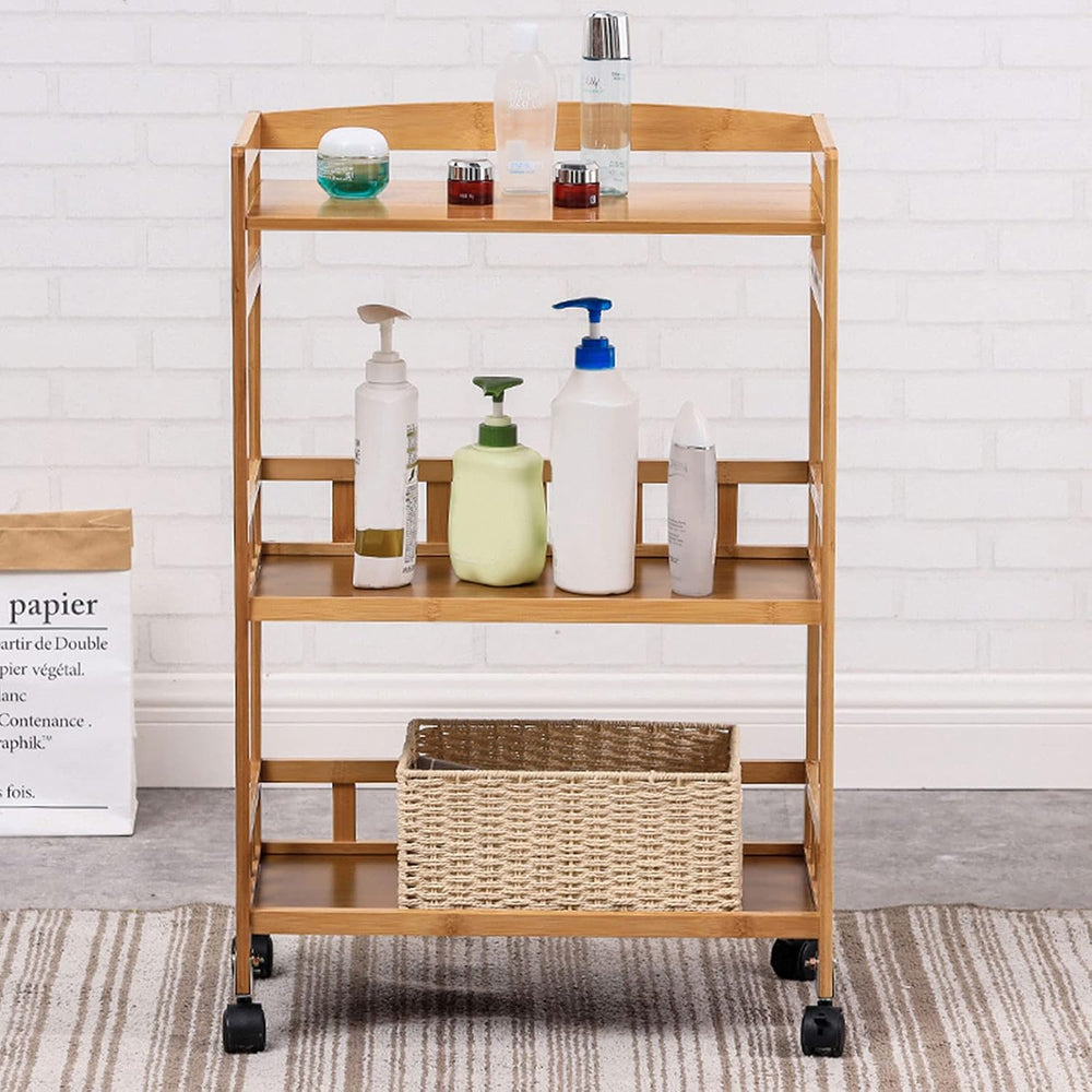 Kitchen Carts on Wheels with Storage, Rolling Storage Cart with Handles, Lock...