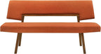 Armen Living Channell Mid Century Modern 5 Piece Walnut Wood Dining Table Set with Benches in Orange Fabric