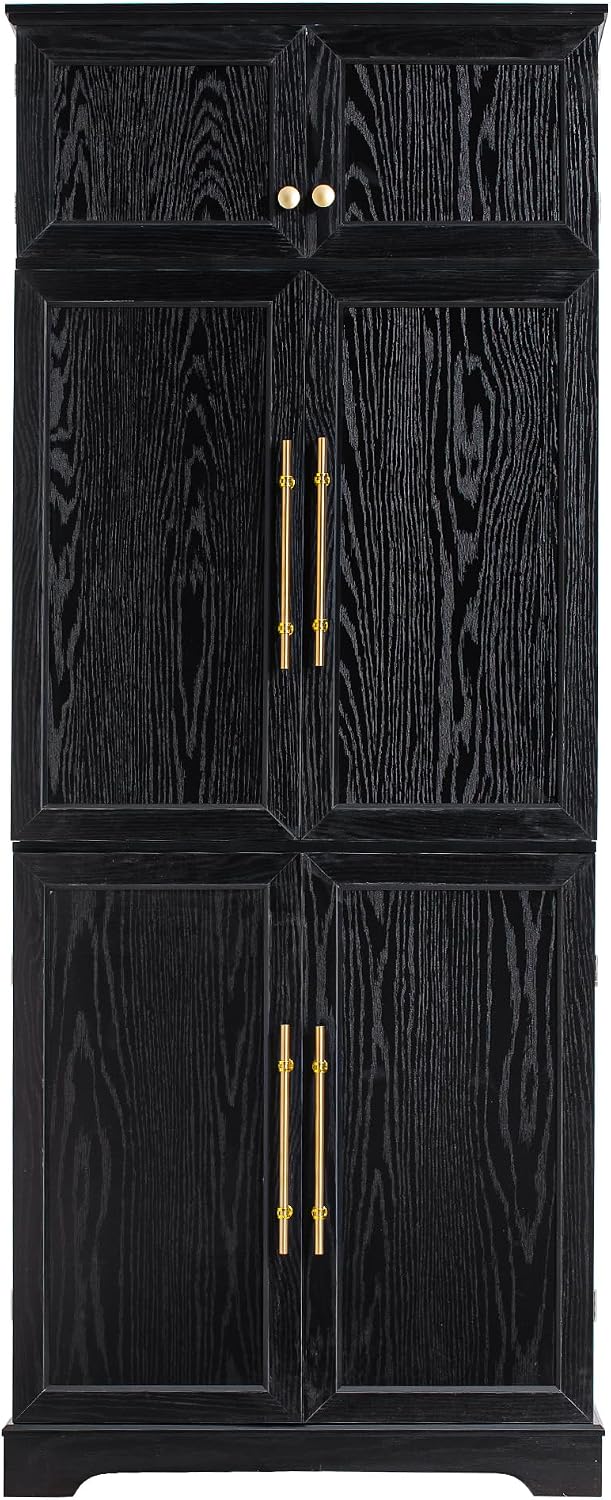 Virubi 78" Farmhouse Tall Kitchen Pantry Cabinet, Wood Storage Cabinets ...