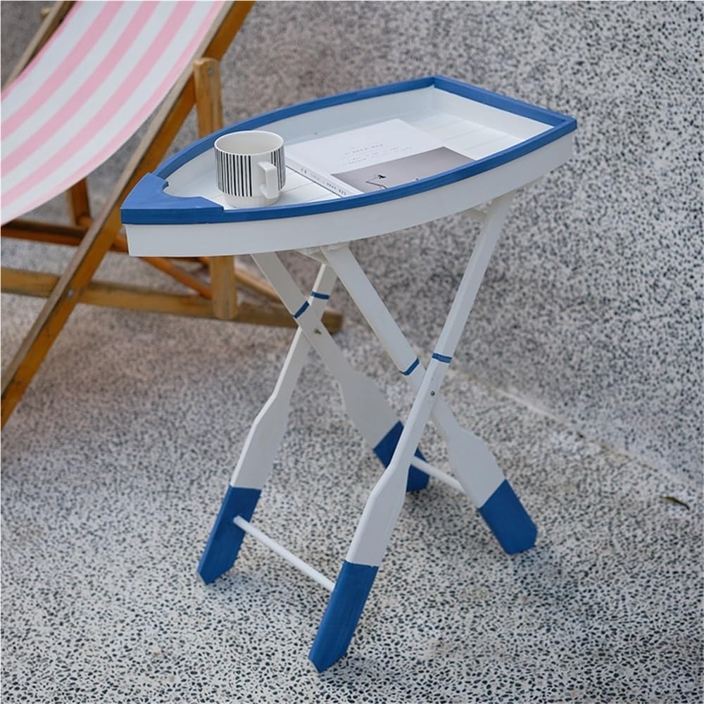 Wooden Ship Shape Side Table, Small Tables for Small Spaces, End Table for Li...