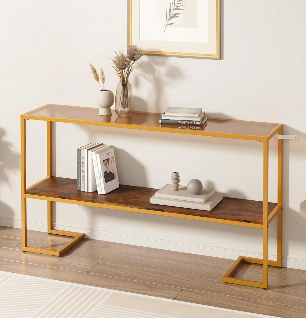 Furnify Console Sofa Table, 52" Modern Entryway Table, 2-Tier Open Shelf...