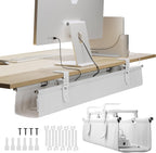 Ascrono Original No Drill Under Desk Cable Management Tray 40.6" - Premium White Fabric Cable Management Under Desk - Clamp/Screw Mount Cord Organizer - Supports Upto 66lbs - Large