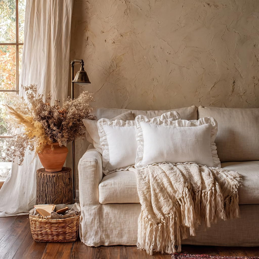 patdrea Designer Vintage White Throw Pillow Covers,Set of 2,12"x20"