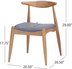 5-Piece Dining Set, Mid-Century Modern Solid Wood Table & Chair Set for 4, Kitchen, Dining Room, Restaurant, Natural Oak+Gray