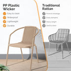 VINGLI Plastic Stackable Patio Chairs, Set of 4, Champagne