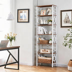 HOMISSUE Bookcase,7-Tier Tall Bookshelf Metal Bookcase and Bookshelves, Free Standing Storage Modern Bookshelf for Home Office Living Room and Bedroom, White