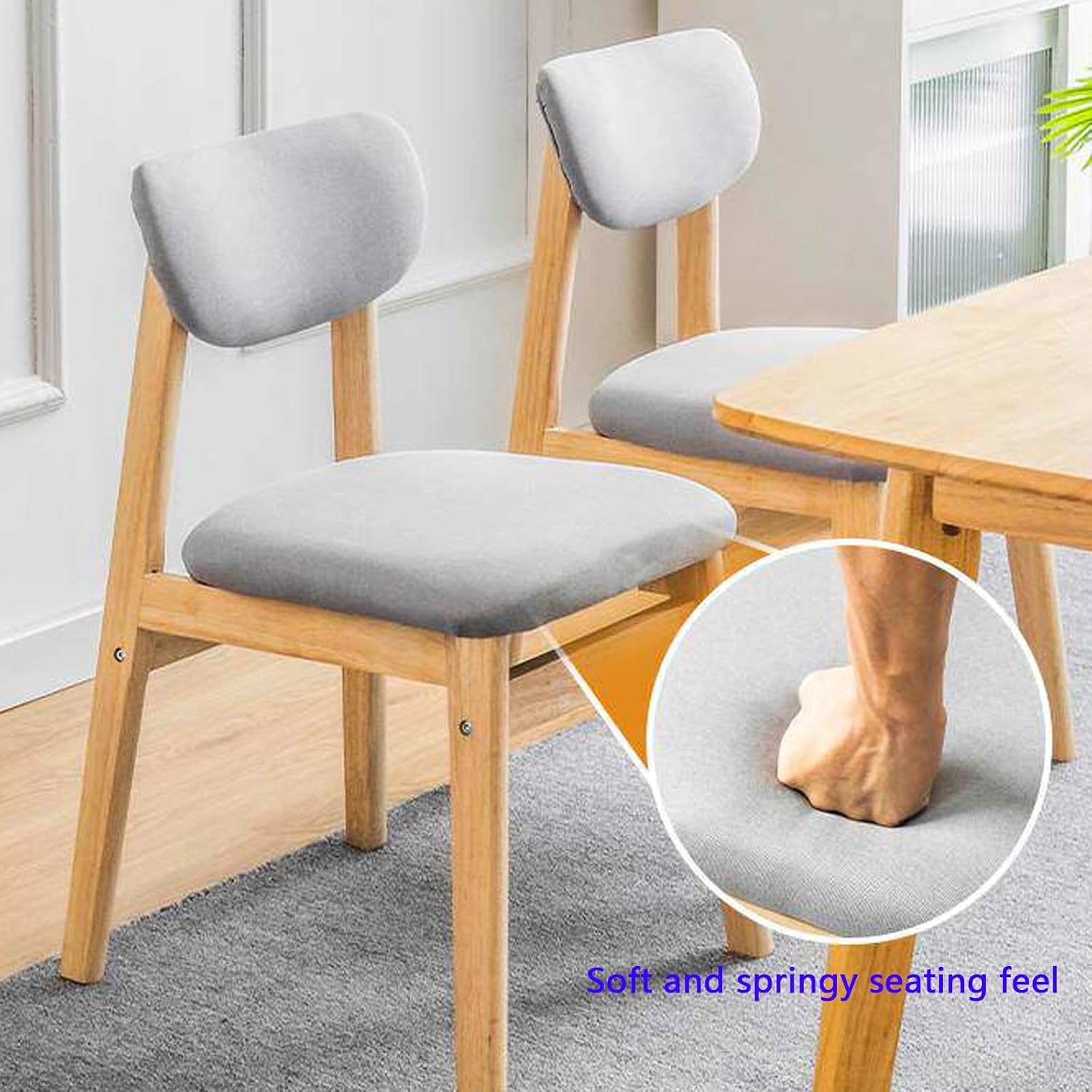 Dining Chairs, Home Office Desk Chair, Minimalist Bar Stool, Wood Legs, Curved Open Back, Comfortable Event Stool, for Patio, Picnic, Kitchen, Dining(Sky Blue)