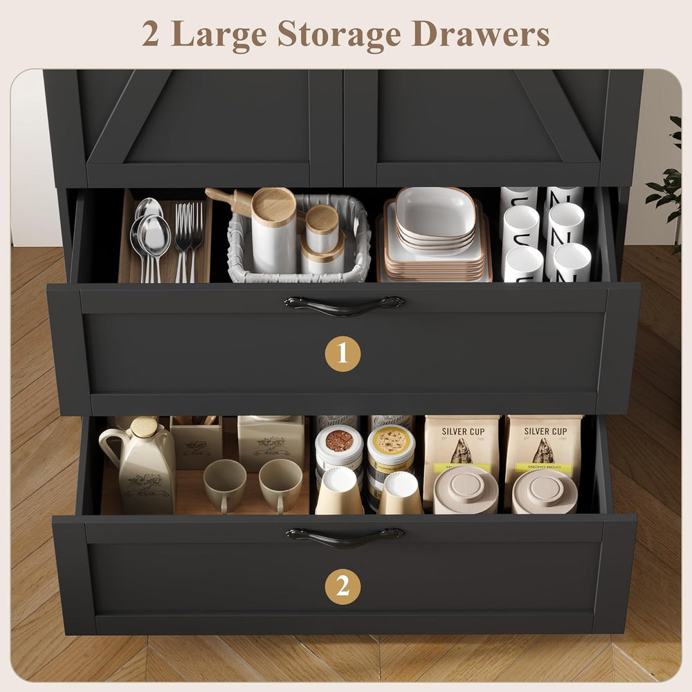 HOSTACK 70" Tall Kitchen Pantry Storage, Barn Doors Pantry Cabinet with ...