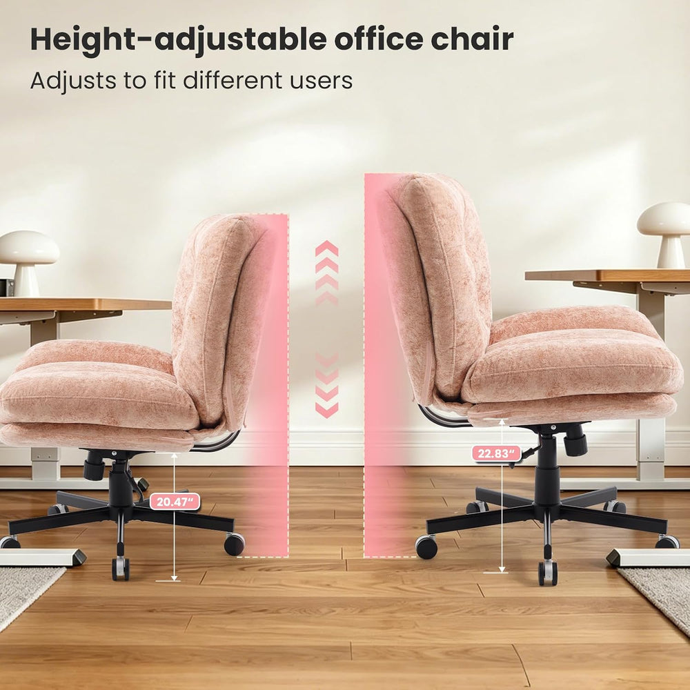 Wide Plush Comfy Criss Cross Rolling Office Desk Chair for Women Pink | 7.09&...