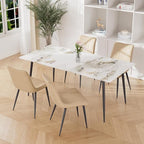 Dining Chairs Set of 4, Leather Modern Kitchen & Dining Room Chairs, Comfortable Upholstered Kitchen Chairs with Metal Legs Armless Side Chairs for Living Room Bedroom Restaurant Cafe, Khaki
