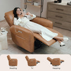 CHITA Faux Leather Power Recliner Chair, Swivel Glider, Camel | Nursery Rocking Chair for Adults with USB & Type-C Charging Ports, Electric Recliner for Living Room & Bedroom
