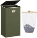 SOLEDI Laundry Hamper with Lid 100L Large & Tall Collapsible Laundry Basket, Clothes Hamper with Bag Removable Easy to Carry, Dirty Hampers for Bedroom, Bathroom, Dorm, College, Avocado