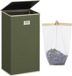 SOLEDI Laundry Hamper with Lid 100L Large & Tall Collapsible Laundry Basket, Clothes Hamper with Bag Removable Easy to Carry, Dirty Hampers for Bedroom, Bathroom, Dorm, College, Avocado