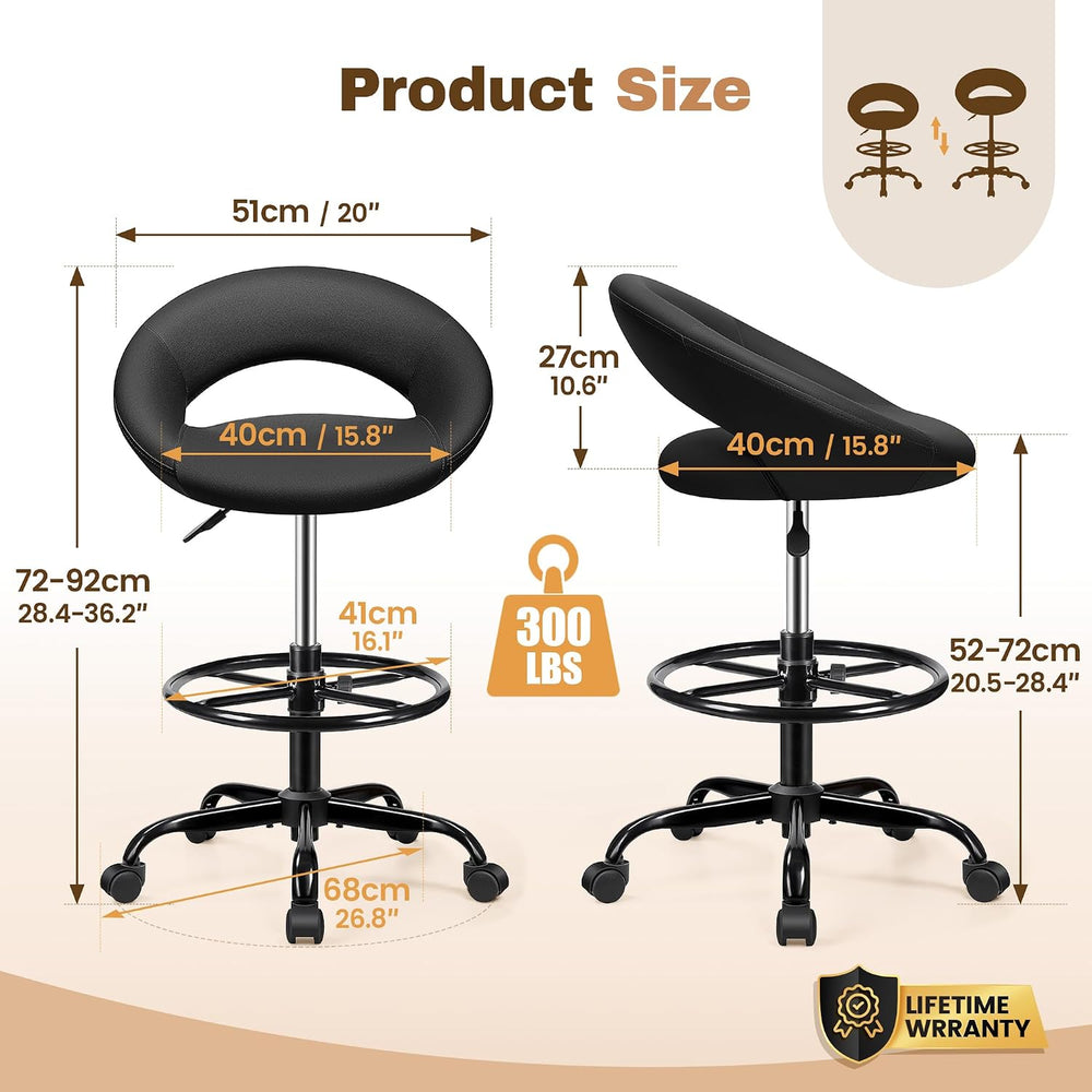 BESTFAIR Office Drafting Chair, Counter Height Bar Stools with Back Support