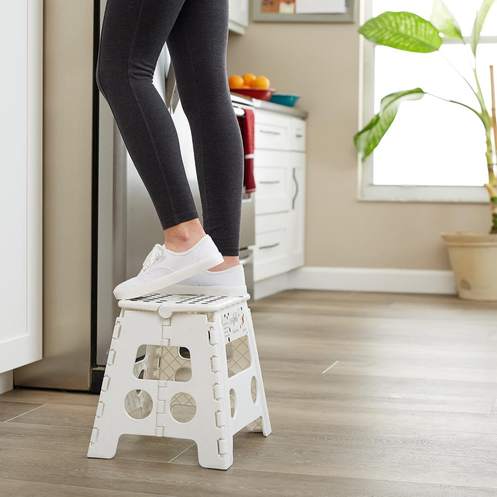 Casafield 13" Folding Step Stool with Handle (Set of 2), White - Portabl...