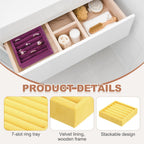 uxcell Stackable Jewelry Storage Tray, Jewelry Tray Drawer Organizer, Small Display Box for Earrings, Necklaces, Rings and Bracelets, Yellow