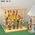 NONEMEY Clear Acrylic Display Case Stand with LED Light 2/3/4/5/6 Tier Storage Box Showcase Dustproof Organizer Box for Collectibles (White 5Tier 12.4*12.2*12inch )