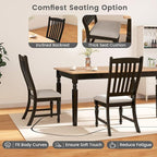 Giantex Wood Dining Chairs Set of 4, Farmhouse Black Kitchen Chairs with Solid Wood Frame, Max Load 355 Lbs, Armless Upholstered Dining Side Chairs with Cushion Seat, Slat Back Dining Room Chair