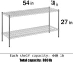 18" Deep x 54" Wide x 27" Height Wire Shelving Kit | 2-Tier | NSF Commercial Storage Rack Unit