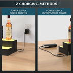upcessory LED Lighted Liquor Bottle Display Shelf 2 Tier 16 Inch | Alcohol Whiskey Wood Rack Stand Tray for Home Bar Living Room Accessories and Decor, Bourbon Shelf for 8 Bottles