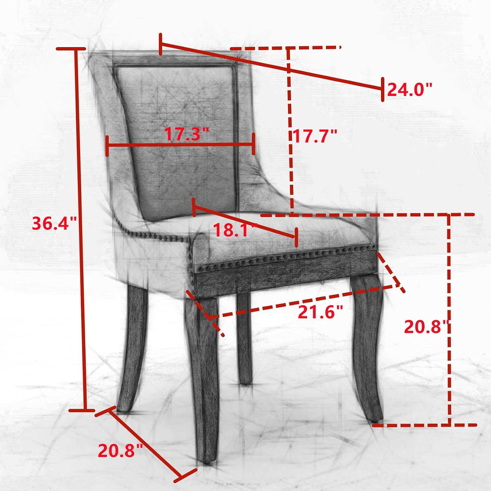Ball & Cast Mid-Century Upholstered Dining Chairs Set of 2, Thickened Fab...