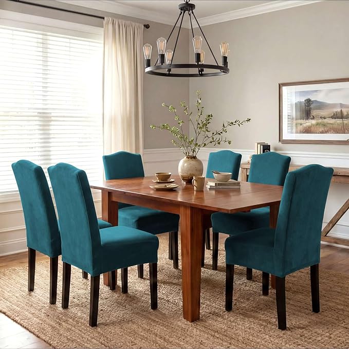 H.VERSAILTEX Velvet Dining Chair Covers Stretch Chair Covers for Dining Room ...