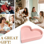 Heart Shape Silicone Jewelry Tray, Ring Dish, Small Key Bowl, Cute Trinket Tray for Necklace Earrings Bracelet Watch, Home Decor Gift for Mom Sister Daughter Friend Girlfriend, Pink