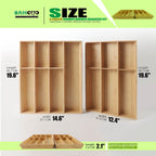 V-Shaped Extra Large Bamboo Drawer Organizer Set of 2, Kitchen Cutlery Tray Utensil Plate, Flatware&Silverware Storage Box, Wood Organizer for Bedroom, Living Room (19.6"x14.6" & 19.6"x12.4")