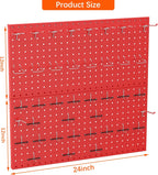 TORACK Metal Pegboard Wall Organizer 24" x 24" or 12" x 48", 70 PCS Tool Storage Pegboard for Garage Tool Organizer Board with Pegboard Hooks for Workbench(Red)