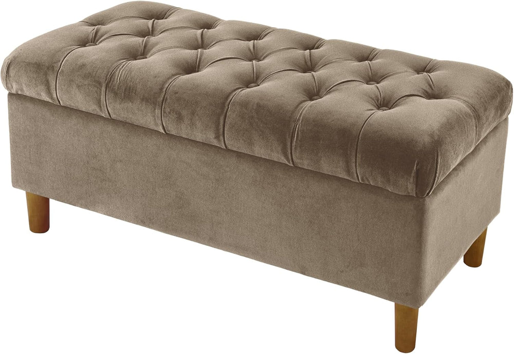 HomePop 40" Ainsley Button Tufted Storage Bench - Fawn Velvet