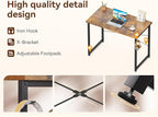 ODK 32 Inches Small Desk for Home Office, Computer Study Table for Small Spaces, Writing Desk with Headphone Hooks, Vintage