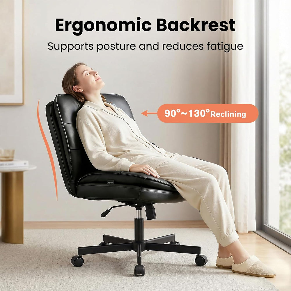 GTPLAYER Cross Legged Office Chair, Armless Desk Chair Cute Vanity Chair with...