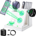 Leather Desk accessories Pen Holder with 3-in-1 Wireless Charger for Phone, Earbuds, Watch Multifunctional Desktop Phone Stand for Office and Home,birthday gifts,gifts for him (white)