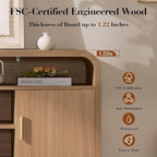 TV Stand for TVs Up to 65'' - [Unique Curved Profile, FSC-Certified Wooden Board] Entertainment Center with Adjustable Shelves and Storage Cabinet Modern Media Console for Living Room