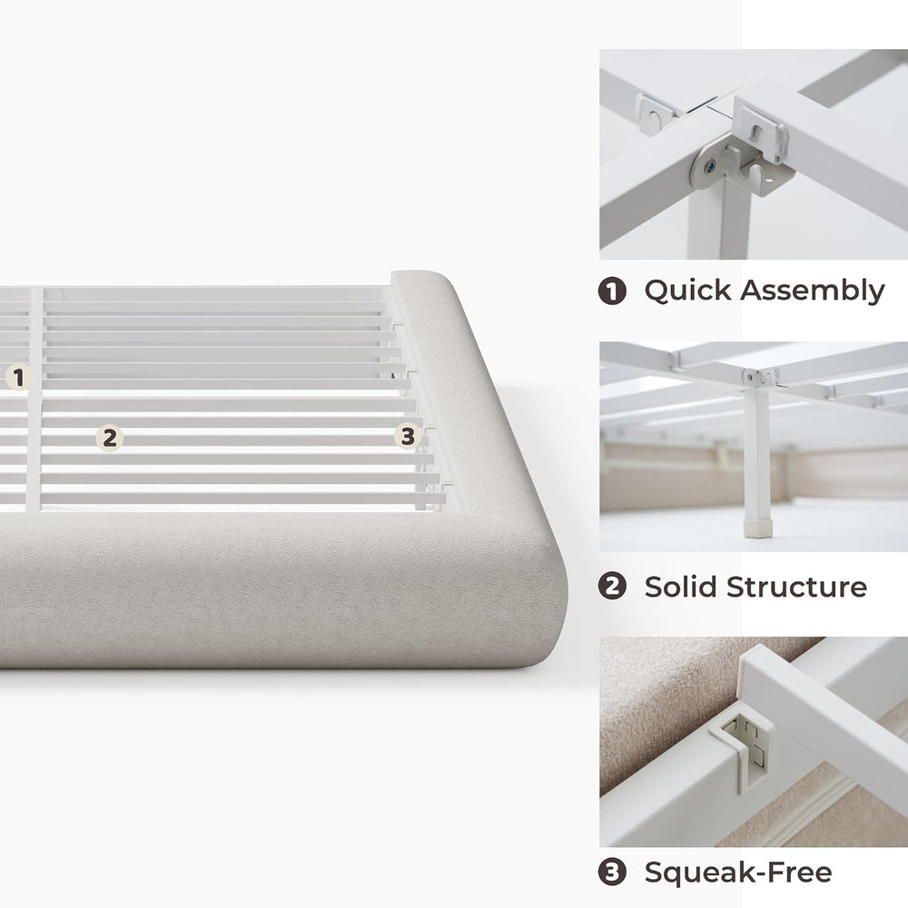 RECCI AirFrame Half-Moon Upholstered King Platform Bed Frame