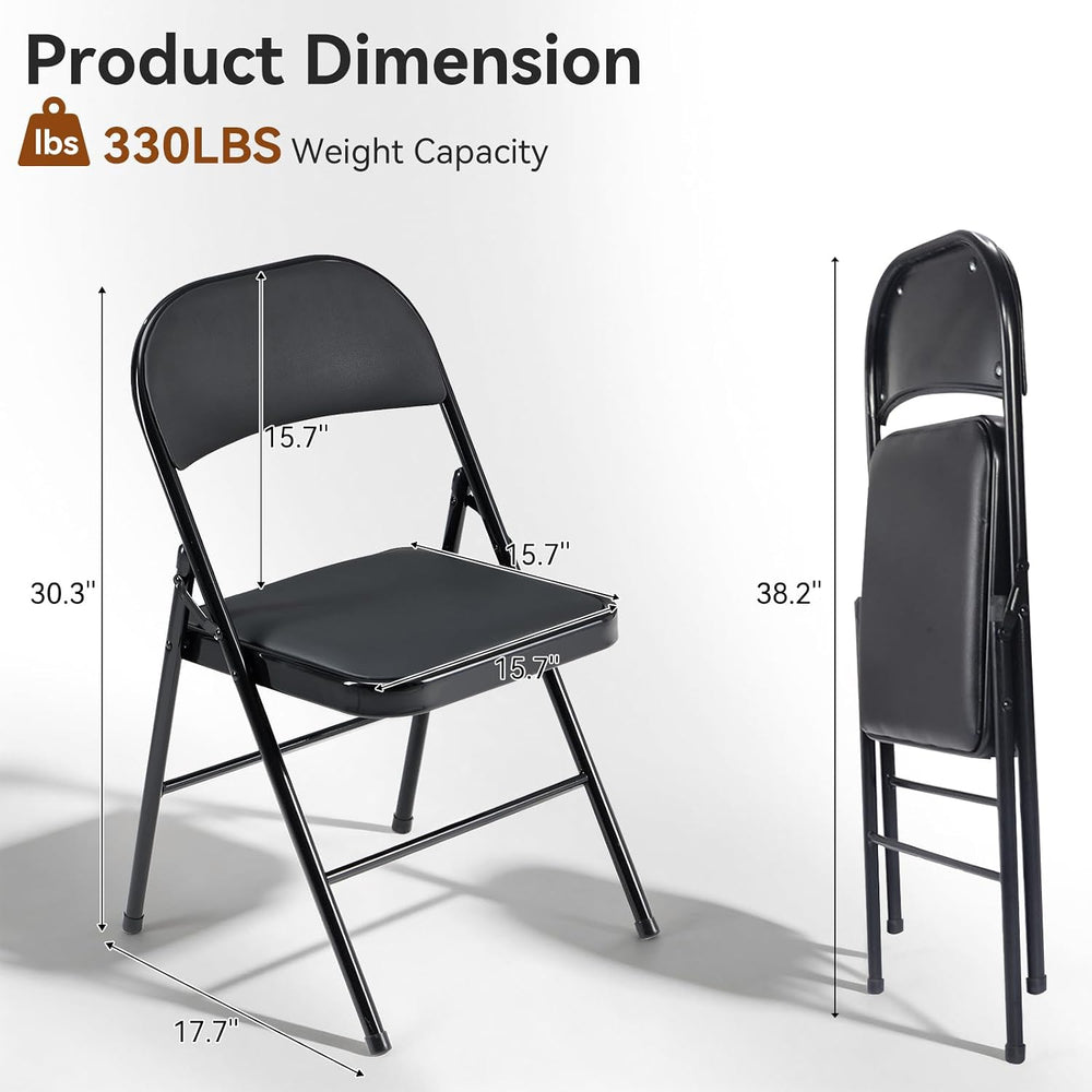 Karl home 12 Pack Black Folding Chairs with Padded Seats, 330lbs Capacity